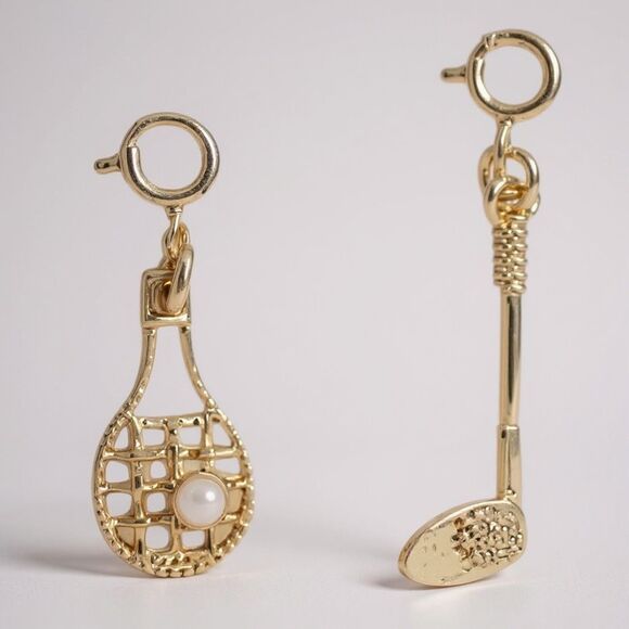 J.Crew Gold Tennis & Golf Charms Set — Gold-Plated Racket & Club (Set of 2) - Picture 1 of 3